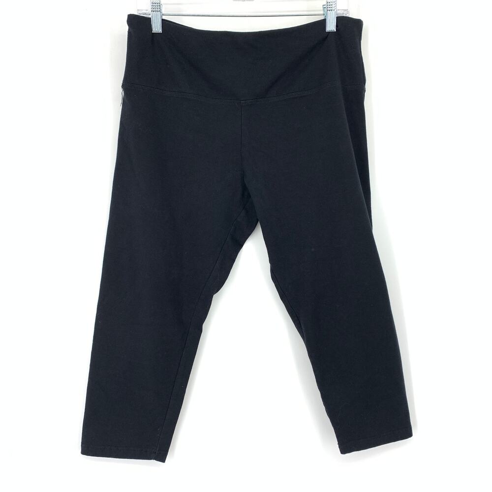 Intro. Love The Fit Tummy Control Capri Leggings Womens Large Black Flat Knit